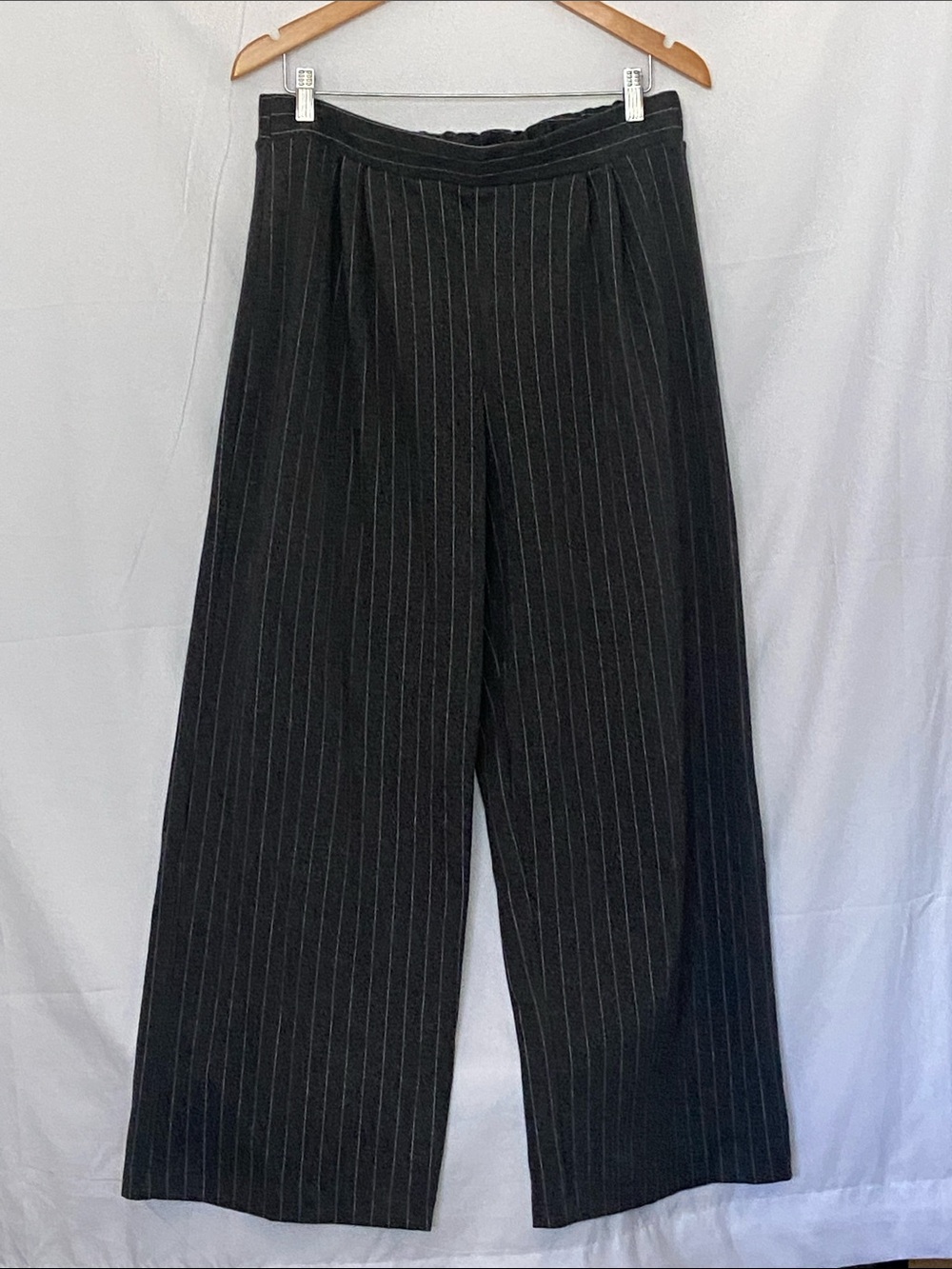 H&M Black Pinstripe Wide-Leg Trousers